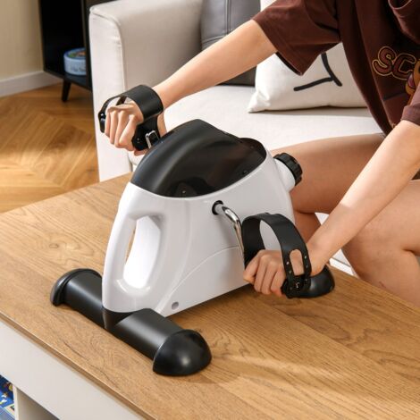 Mini Vélo D’exercice Machine Portable pour Pédaler avec Écran LCD Vélo sous Bureau pour Exercices de Pédalage Entraîneur de Pédales Blanc
