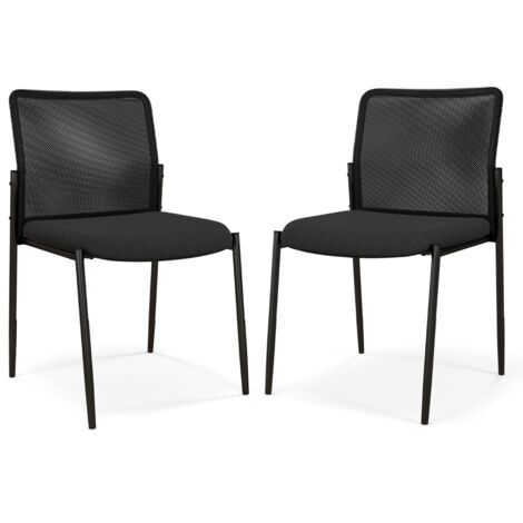 Lot de 2 Chaises de Salle d'Attente Empilables avec Siège Rembourré Chaises pour Bureau Salle de Conférence Réception Noir Maison Chic (1/5)