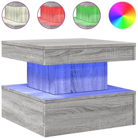 Table basse,Table d'appoint,Table de Salon avec lumières LED sonoma gris 50x50x40 cm CFW50100 (1/5)