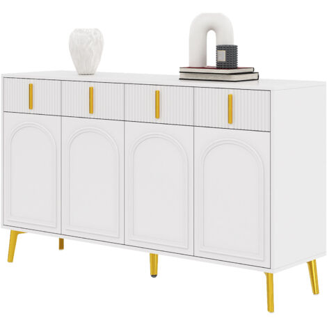 Buffet  Meuble de Rangement  Bahut Blanc MDF 140x38x82 cm (1/5)