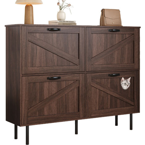 Meuble à chaussures Armoire à chaussures Marron Panneau de particules agglomérées 120x28x92 cm (1/5)