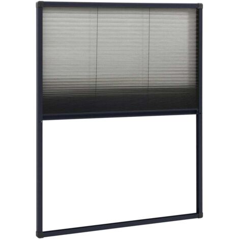Moustiquaire plissée pour fenêtre，Rideau anti-moustique Aluminium Anthracite 60x80 cm CFW49959