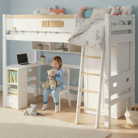 Lit superposé idéal pour enfants et adolescents Multicouleur Bois 90x200 cm (1/5)