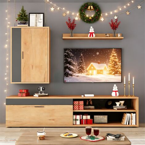 Ensemble meuble TV  Banc TV  Armoire TV mural Marron Panneau de particules agglomérées (1/5)