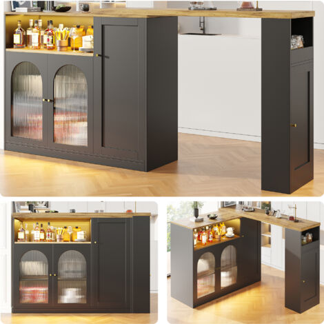 Buffet Meuble de Rangement Bahut MDF Noir (1/5)