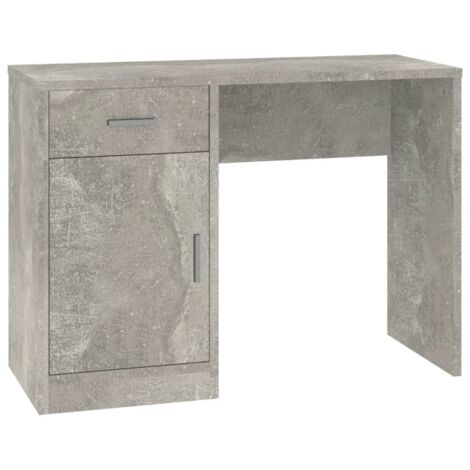 Bureau,Table de travail,Table d'étude avec tiroir et armoire Gris béton 100x40x73 cm CFW24719 (1/5)