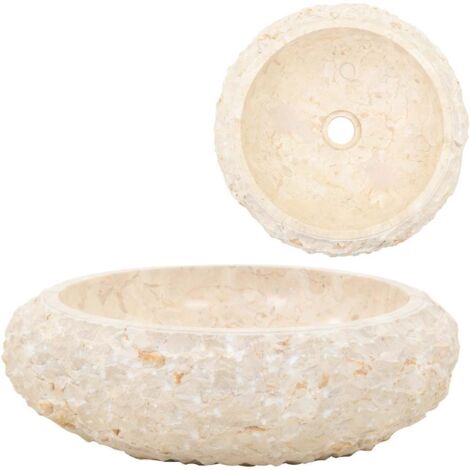 Vasque - Lavabo de salle de bain, Évier 40 x 12 cm Marbre Crème DESIGN IN474580