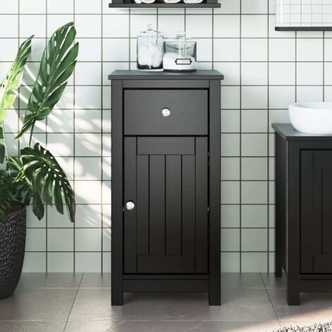 Armoire de salle de bain, Meuble de salle de bain, Meuble de rangement berg noir 40x34x80 cm pin massif pow30454 MaisonChic (1/5)