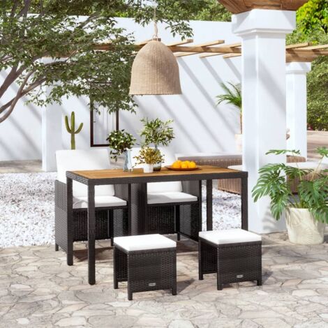 Salon de jardin encastrable 5 pcs, Meuble de jardin, Ensemble de canapés de jardin Rotin et bois d'acacia Noir CON99647 DESIGN IN (1/5)
