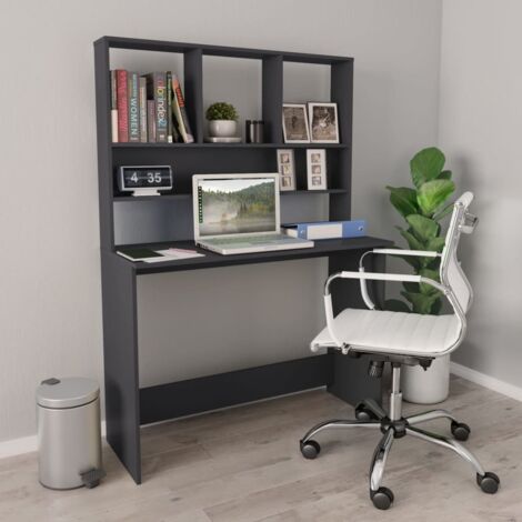 Bureau d'Ordinateur, Bureau Informatique, Bureau avec étagères Gris 110x45x157 cm Bois d'ingénierie CON990294 DESIGN IN (1/5)