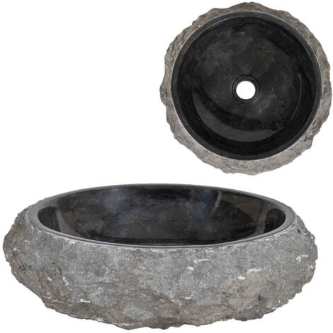 Vasque - Lavabo de salle de bain, Évier 40 x 12 cm Marbre Noir MaisonChic259675
