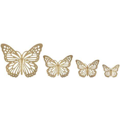 Ensemble de 4 papillons muraux (cm) : 35 x 2 x 29, 25 x 2 x 19, 20, 5 x 2 x 16, 16 x 2 x 12 (1/5)