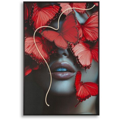 Impression sur toile avec papillons LED 60 x 3,5 x 90 cm (application acrylique 3D) (1/5)