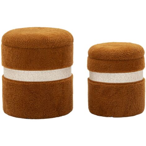Pouf avec rangement Saint-Moritz marron, lot de 2 pièces, Ø 40 x 47 cm - 32 x 38 cm (1/5)