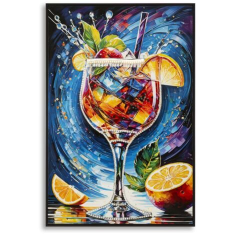 Impression sur toile Cocktail laquée avec cadre -B- 62 x 3,5 x 92 cm (1/5)
