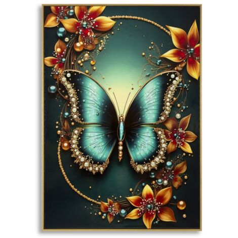 Impression sur toile Papillon laqué avec cadre - 70 x 4 x 100 cm (1/5)