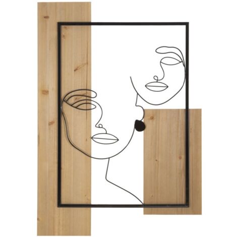 Panneau mural en fer et bois, 63 x 2 x 90 cm (1/5)