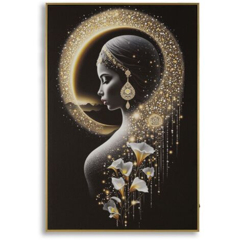 Impression sur toile avec éclairage LED, finition laquée et encadrée, 60 x 3,5 x 90 cm (1/5)