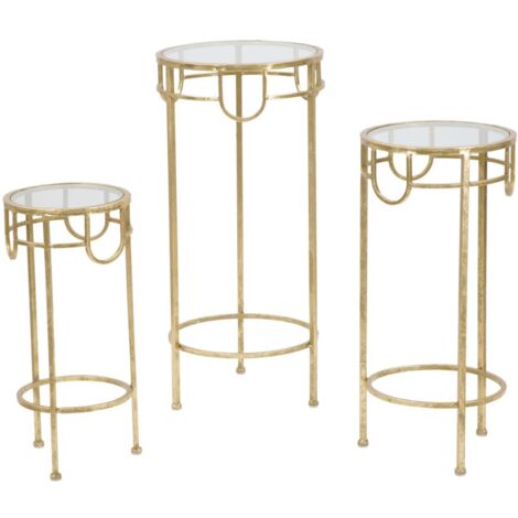 Support TV doré, lot de 3 pièces, Ø 33 x 70 cm, 28 x 60 cm, 23 x 50 cm (1/5)