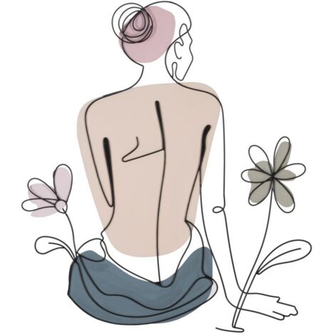 Panneau mural Dame avec fleur 80 x 1,3 x 90 cm (1/5)