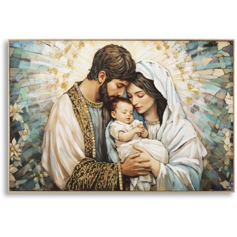Crèche imprimée sur toile laquée avec cadre, 122 x 4 x 82 cm (1/5)