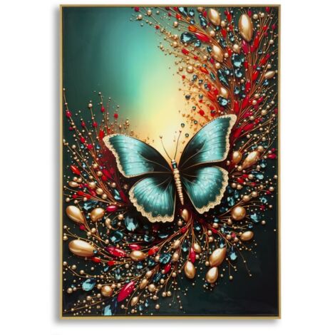 Impression sur toile Papillon laqué avec cadre -B- Cm 70X4X100 (1/5)