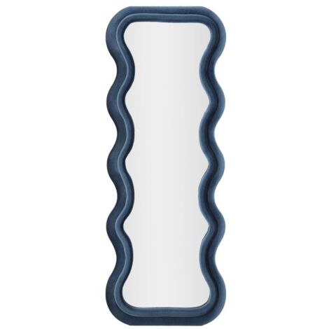 Miroir mural Emily en velours bleu 60 x 6 x 160 cm (1/5)