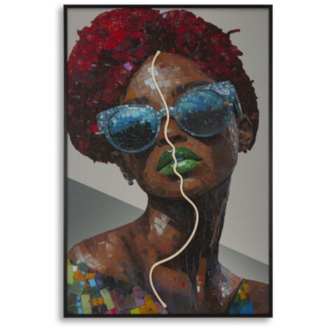 Impression sur toile avec LED Afro Cm 60X3,5X90 (Application acrylique 3D) (1/5)