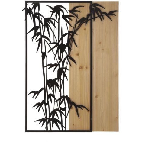 Panneau mural en bambou, fer et bois, 58 x 2 x 80 cm (1/5)
