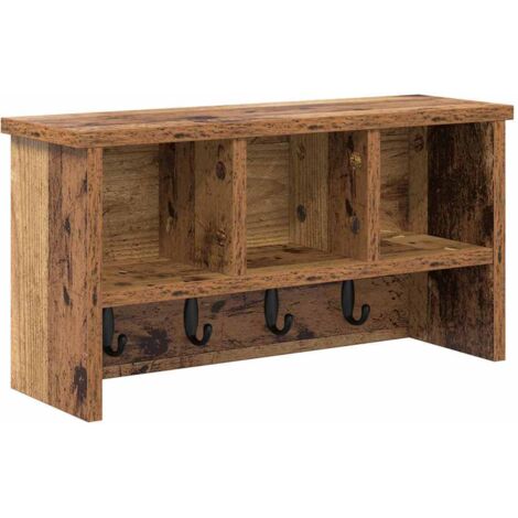 Porte-manteau mural avec étagère Bois ancien 50 x 16 x 26 cm CFW181168 (1/5)