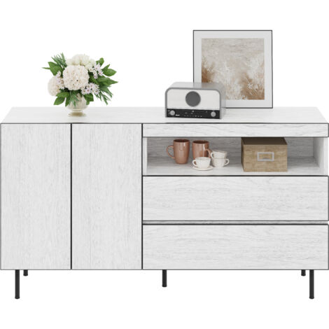 Buffet  Meuble de Rangement  Bahut Blanc Panneau de particules agglomérées 140x42x77cm (1/5)