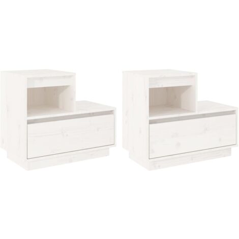 Tables de chevet 2 pcs Blanc 60x34x51 Bois de pin solide (1/5)