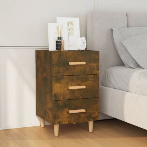 SKM Table de chevet Chêne fumé 40x40x66 cm Bois d'ingénierie (1/5)