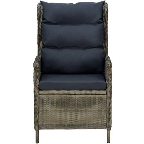 INLIFE Chaise inclinable de jardin avec coussins Résine tressée Marron (1/5)