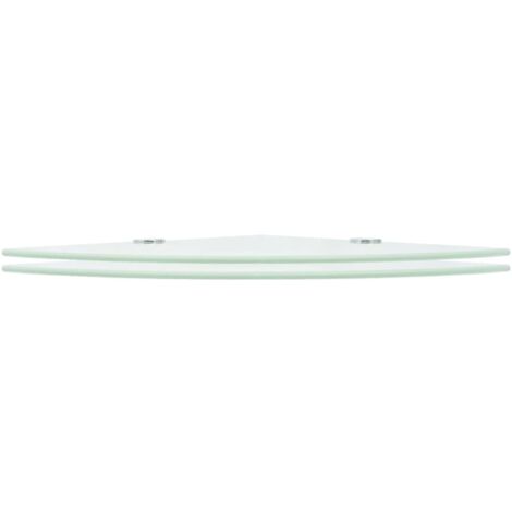 INLIFE Étagères d'angle 2 pcs et supports chromés Verre Blanc 25x25 cm (1/5)