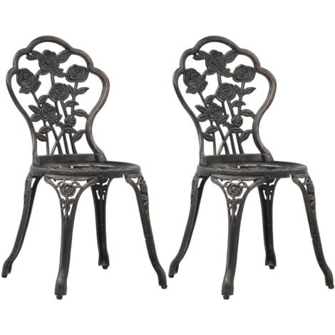 INLIFE Chaises de bistro 2 pcs Bronze Aluminium coulé (1/5)
