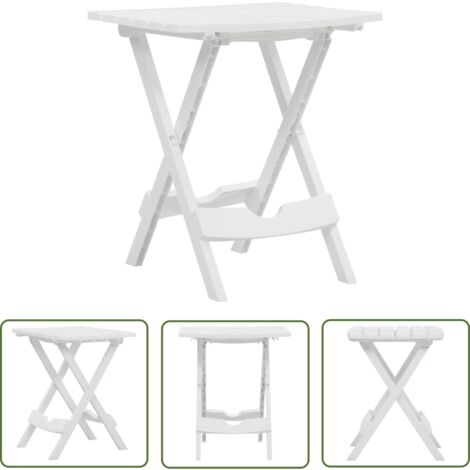 The Living Store Table pliable de jardin 45,5x38,5x50 cm Blanc - Table De Jardin Pliable - Table Extérieure - Table Bistro - Mobilier De Jardin - Table Ronde (1/5)