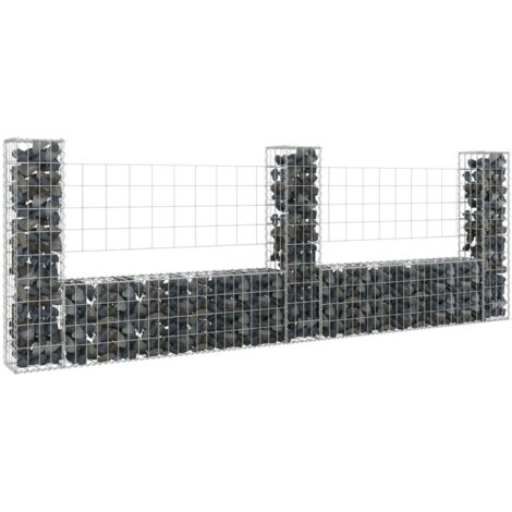 INLIFE Panier de gabion en forme de U avec 3 poteaux Fer 260x20x100 cm (1/5)