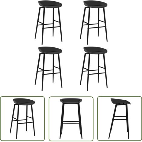 The Living Store Chaises de bar lot de 4 noir - Chaise De Bar - Chaises De Bar - Tabouret De Bar - Mobilier De Cuisine - Meubles De Salon (1/5)