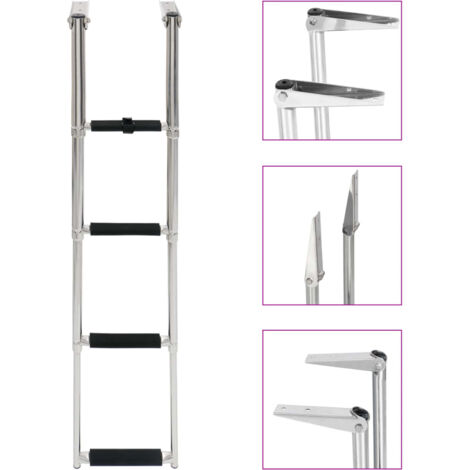 FIMEI Échelle d'embarquement pliable 4 marches Acier inoxydable (1/5)