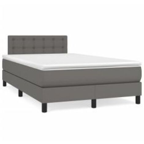Sommier à lattes de lit avec matelas Gris 120x200 Similicuir (1/5)