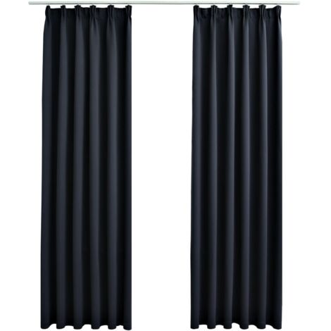 INLIFE Rideaux occultants avec crochets 2 pcs Anthracite 140x225 cm (1/5)
