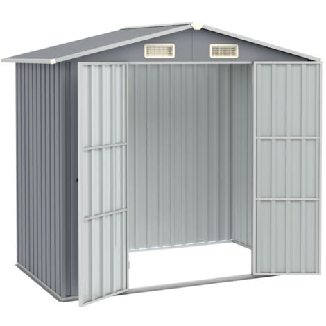 INLIFE Abri de jardin Gris 205x129x183 cm Acier galvanisé (1/5)