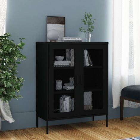 INLIFE Armoire de rangement Noir 80x35x101,5 cm Acier (1/5)