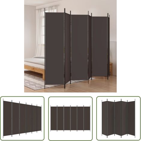 The Living Store Cloison de séparation 6 panneaux Marron 300x200 cm Tissu - Cloison De Séparation - Écran De Confidentialité - Séparateur De Pièce - Mur D'intimité - Décoration Murale (1/5)