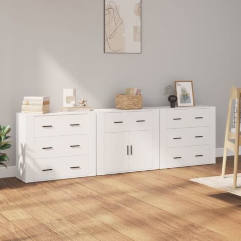 3 pcs Buffets, Meubles de Rangement, Armoires de Cuisine Blanc Bois d'ingénierie RDS2632 (1/5)