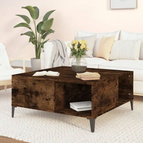 Table basse, Table de Salon, Table d'appoint chêne fumé 80x80x36,5 cm bois d'ingénierie XZZ91114389 (1/5)