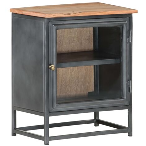 Table de chevet,Table d'appoint,Table de nuit Gris 40x30x50 cm Bois d'acacia massif XZ560 (1/5)