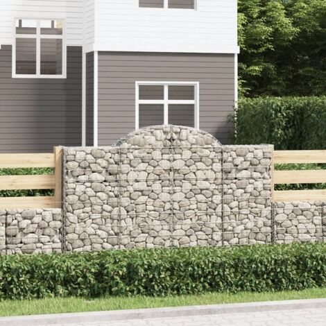 4 pcs Paniers à gabions Clôture de jardin Mur en Gabion Cage à Pierres de Jardin décoratif arqués 200x30x120/140 cm Fer galvanisé DBEB2840897 (1/5)
