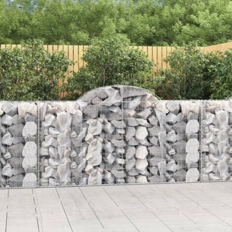 3 pcs Paniers à gabions  Clôture de jardin  Mur en Gabion  Cage à Pierres de Jardin décoratif arqués 200x50x100/120 cm fer galvanisé DBEB2085804 (1/5)